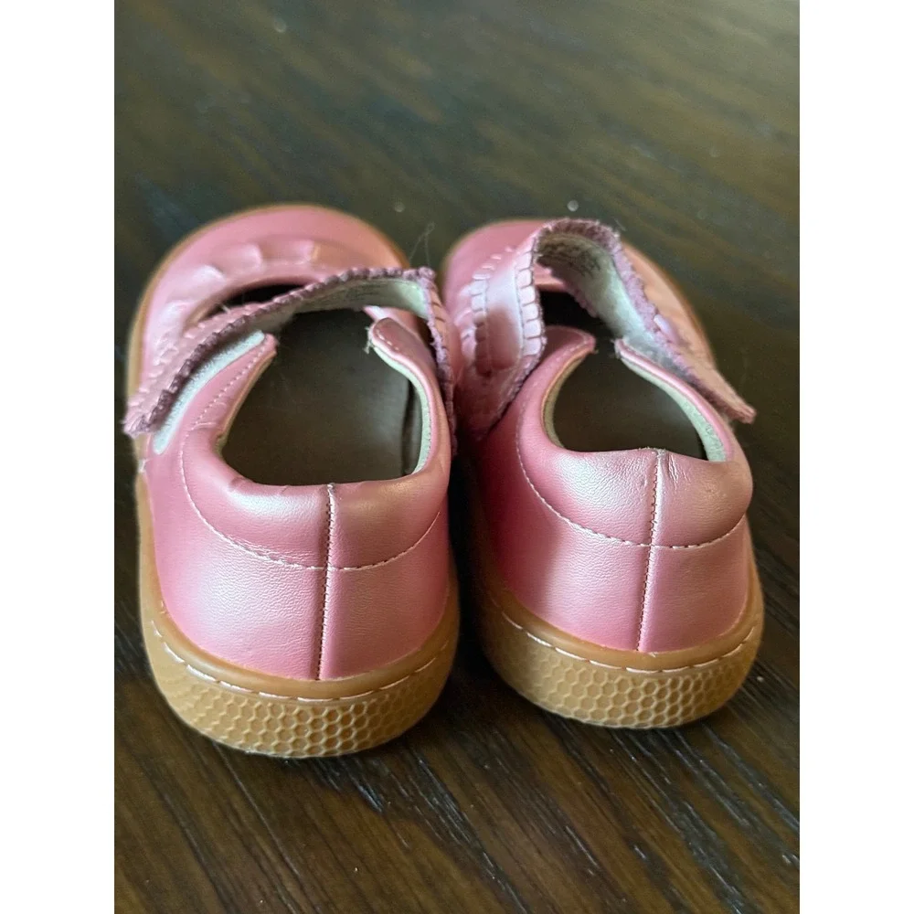Livie & Luca Mary Jane Kids Size 12 Pink Excellent Ruffle Metallic Leather Shoes